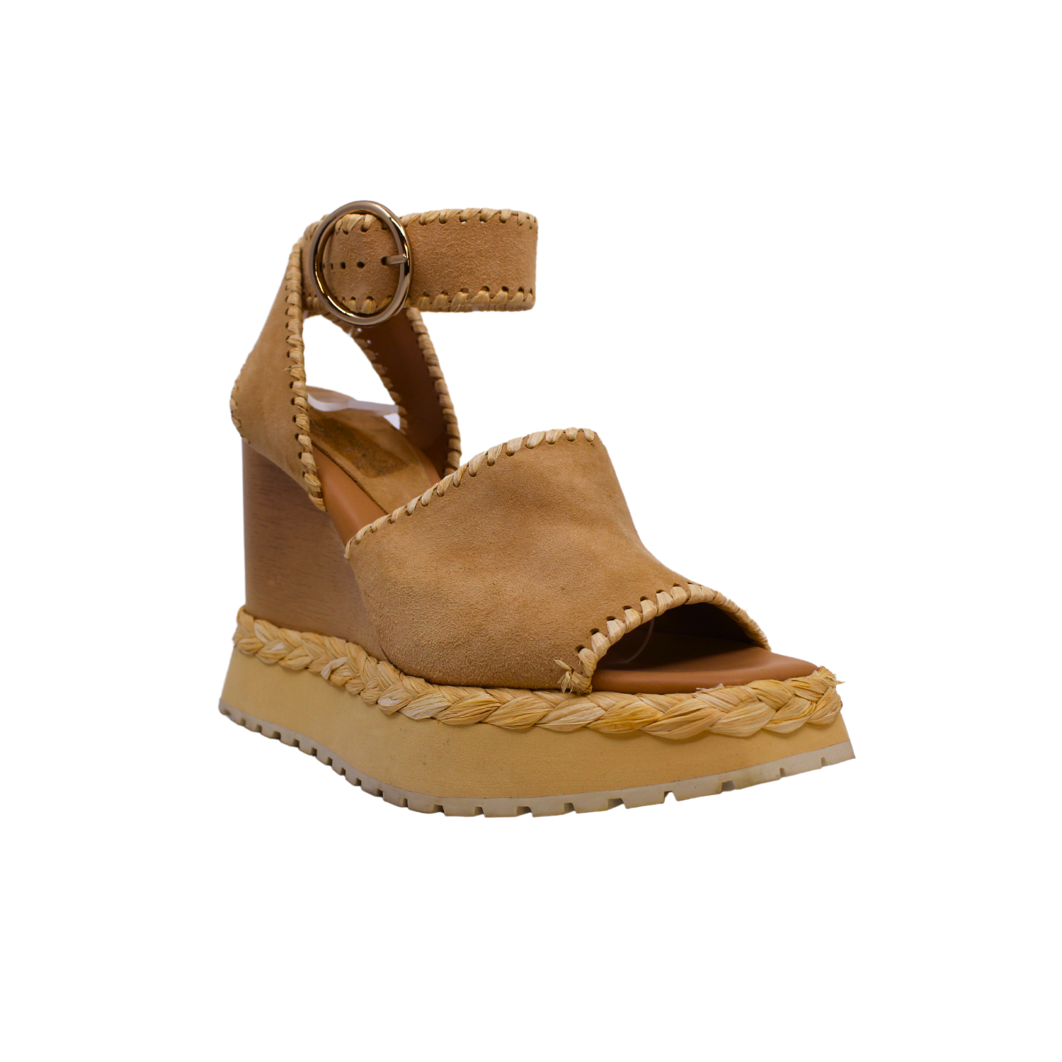 Sandales Paloma Barcelo Plateforme En Daim Bleu Marine Et Coton – Pointure 37